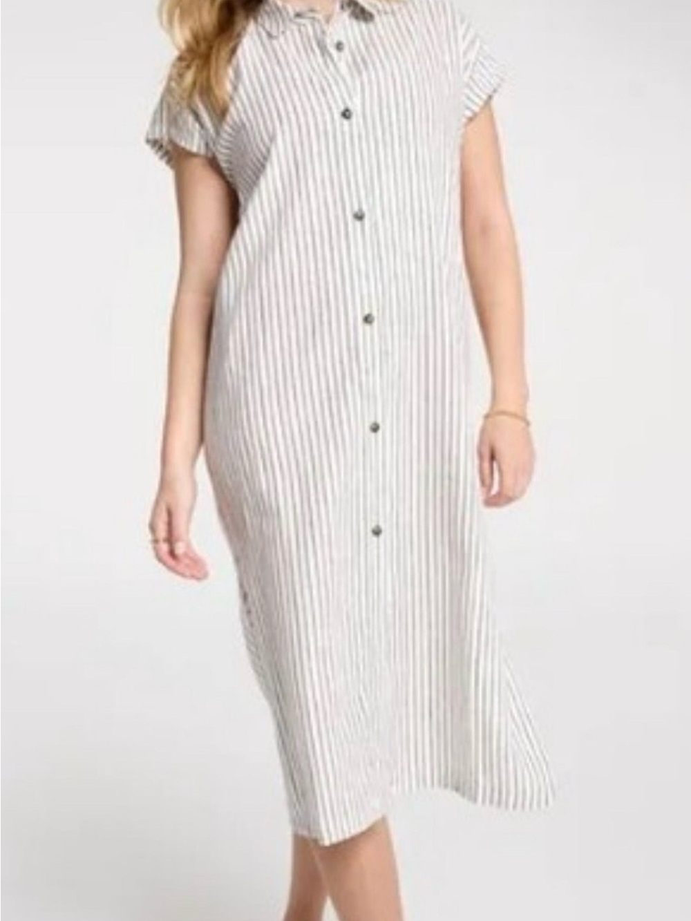 CALIA Striped Button Front Swim Coverup Shirt Dress XS NWT